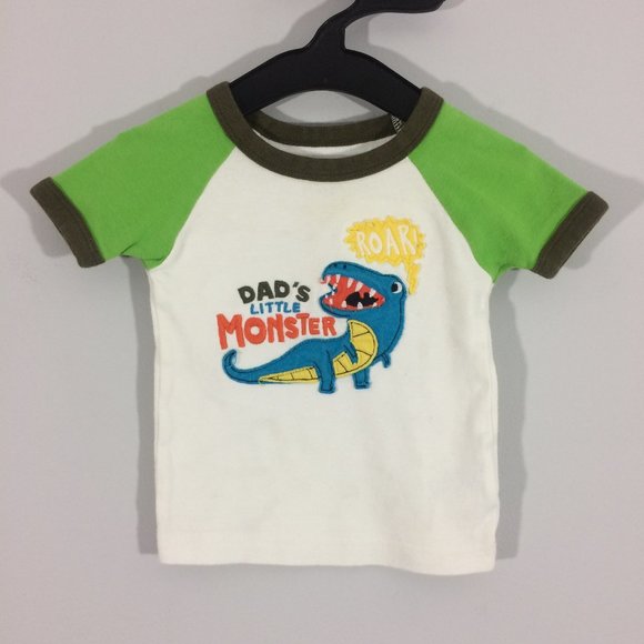 Carter's Other - Carters Baby 12M Embroidered Dinosaur Ringer Tee